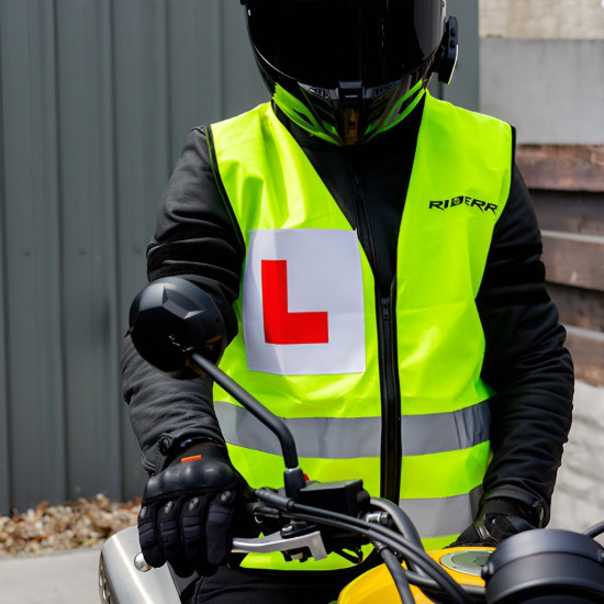 RiderR Hi Vis L Plate Vest £14.99 Rider Accessories - SKU 950/RR1000 from RaceLeathers Motorcycle Clothing