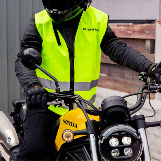 RiderR Hi Vis Vest £14.99 Rider Accessories - SKU 950/RR1002 from RaceLeathers Motorcycle Clothing