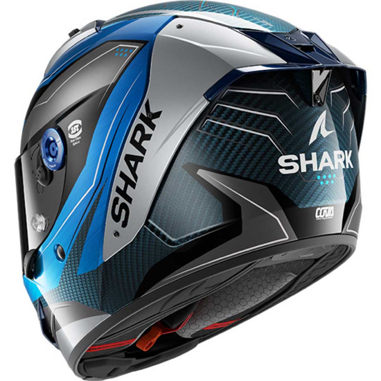 Shark Aeron Mekarium DBS Carbon Blue Silver £759.99 Full Face Helmets - SKU 200/HE0113E/DBS1 from RaceLeathers Motorcycle Clothing