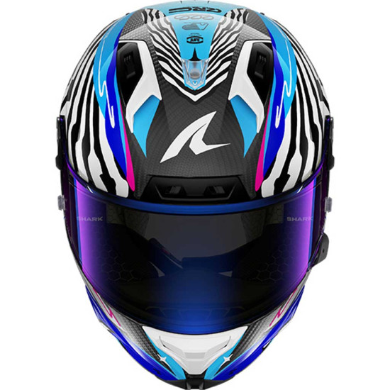 Shark Aeron Speed-Fancy DWB Carbon White Blue £759.99 Full Face Helmets - SKU 200/HE0121E/DWB1 from RaceLeathers Motorcycle Clothing