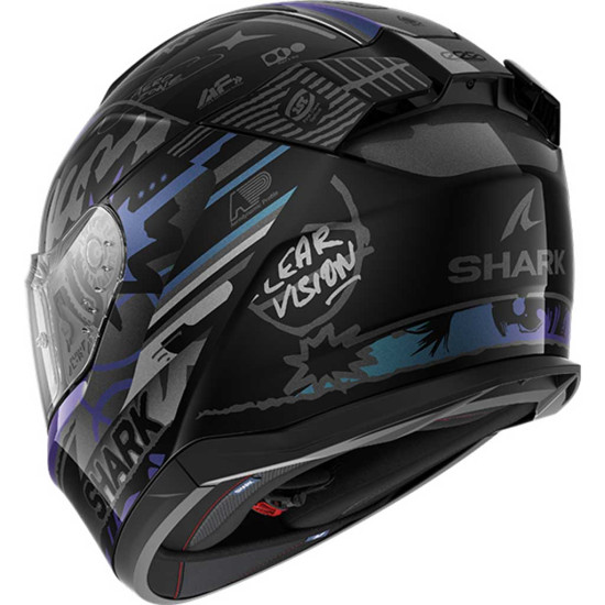 Shark D-Skwal 3 Streetrush KGU Black Green Pearl £229.99 Full Face Helmets - SKU 210/HE0914E/KGU1 from RaceLeathers Motorcycle Clothing