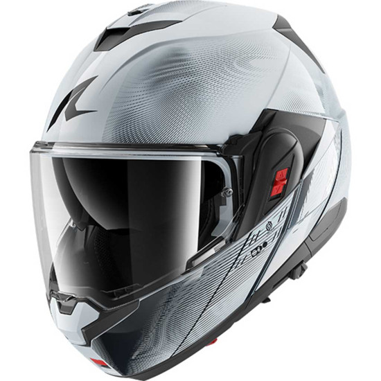 Shark OXO Speed-Tech SWK Silver White Black £360.99 Flip Front Motorcycle Helmets - SKU 235/HE8708E/SWK1 from RaceLeathers Motorcycle Clothing