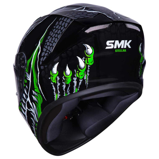 SMK Stellar Taotei Black Green White £84.99 Full Face Helmets - SKU 750/100005827801 from RaceLeathers Motorcycle Clothing