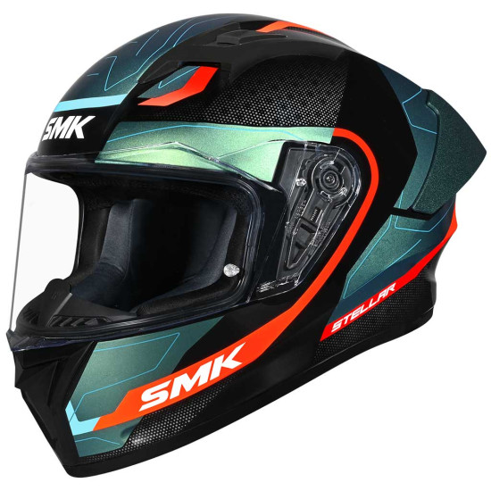 SMK Stellar Sport Flight Black Teal Orange £89.99 Full Face Helmets - SKU 750/100010751901 from RaceLeathers Motorcycle Clothing