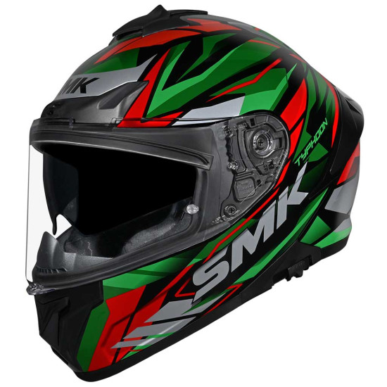 SMK Typhoon Rival Black Green Red £99.99 Full Face Helmets - SKU 750/100010743501 from RaceLeathers Motorcycle Clothing