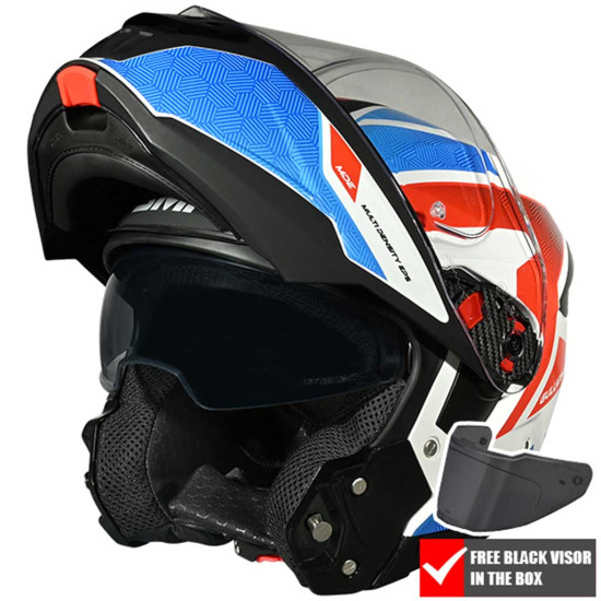SMK Gullwing V2 Sonic White Blue Red £109.99 Flip Front Motorcycle Helmets - SKU 751/100010747701 from RaceLeathers Motorcycle Clothing