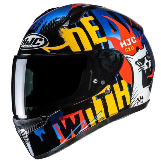 HJC C10 Fop MC23 Blue White Fluo £99.99 Full Face Helmets - SKU C10FBWF2XS from RaceLeathers Motorcycle Clothing