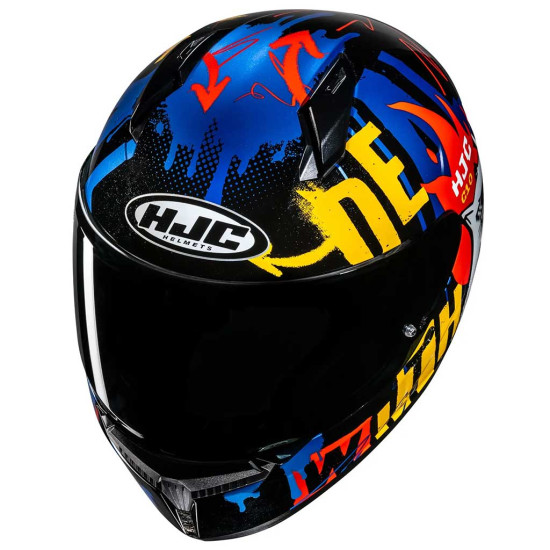 HJC C10 Fop MC23 Blue White Fluo £99.99 Full Face Helmets - SKU C10FBWF2XS from RaceLeathers Motorcycle Clothing