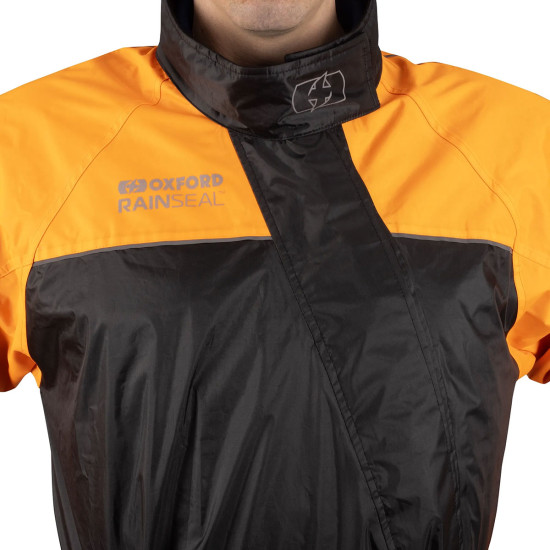 Oxford Rainseal Oversuit Black Orange £59.99 Waterproofs - SKU RM2110042XL from RaceLeathers Motorcycle Clothing
