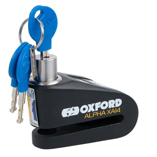 Oxford Alpha XA14 Alarm Disc Lock Black/Black £89.99 Security - SKU LK218 from RaceLeathers Motorcycle Clothing