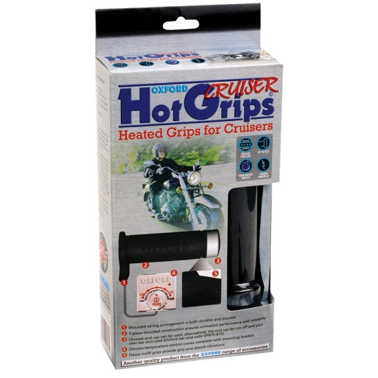 Oxford HotGrips Essential Cruiser with Chrome Switch £89.99 Heated Motorcycle Grips - SKU OF697 from RaceLeathers Motorcycle Clothing