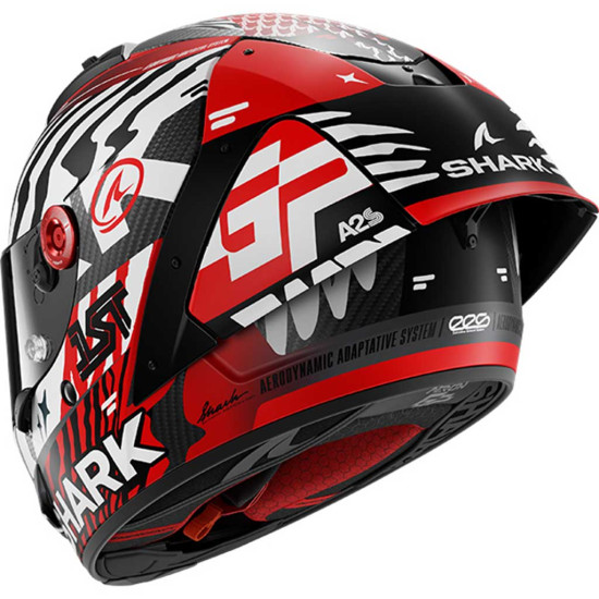 Shark Aeron-GP FIM 2 Speed-Fancy Carbon White Red £999.99 Full Face Helmets - SKU 200/HE4113E/DWR1 from RaceLeathers Motorcycle Clothing