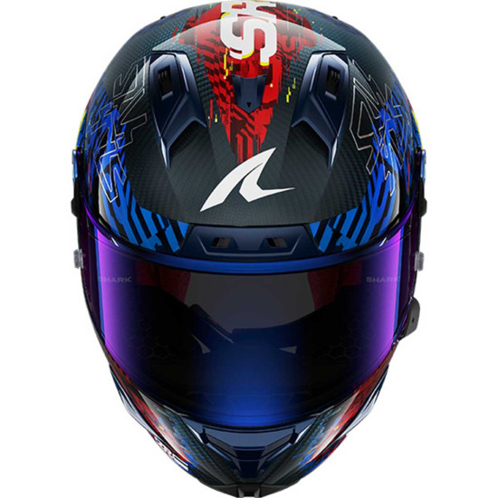 Shark Aeron-GP FIM 2 Speed-Vib Carbon Blue Red £999.99 Full Face Helmets - SKU 200/HE4110E/DBR1 from RaceLeathers Motorcycle Clothing