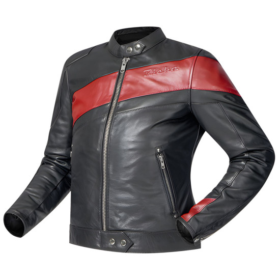 Richa Paige Ladies Leather Jacket Black Bordeaux Red
