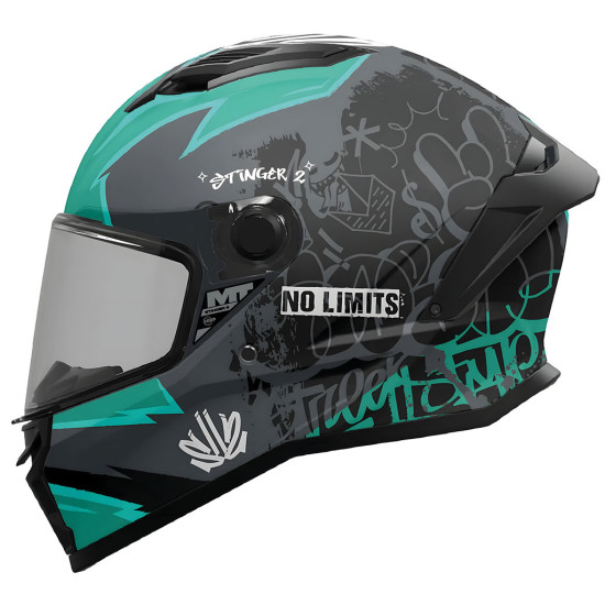 MT Stinger 2 Tagger B6 Matt Black Green £79.99 Full Face Helmets - SKU M1334D04B6206 from RaceLeathers Motorcycle Clothing
