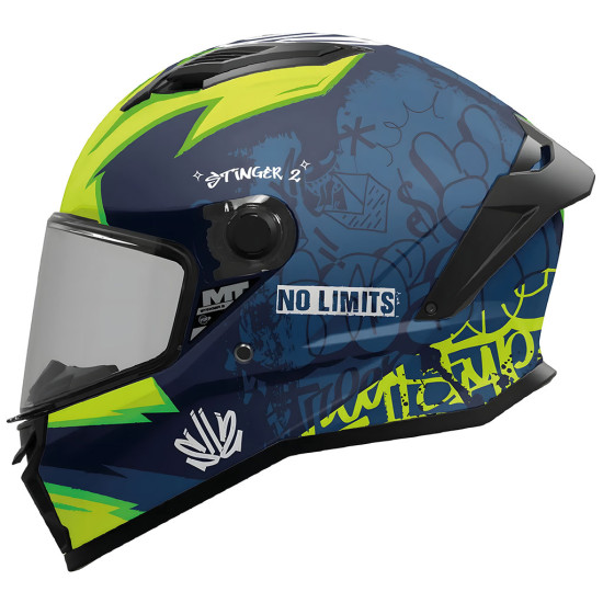 MT Stinger 2 Tagger C3 Matt Blue Fluo £79.99 Full Face Helmets - SKU M1334D04C3206 from RaceLeathers Motorcycle Clothing