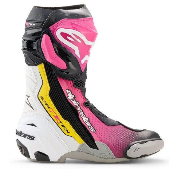 Alpinestars Supertech R Black Magenta White Yellow £531.99 Mens Motorcycle Racing Boots - SKU 2220021163441 from RaceLeathers Motorcycle Clothing