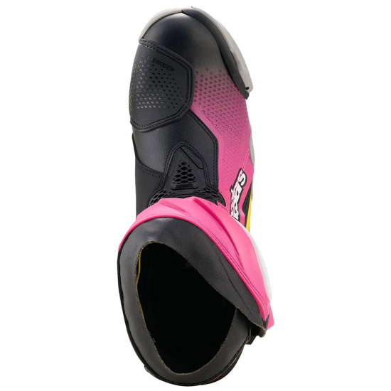 Alpinestars Supertech R Black Magenta White Yellow £531.99 Mens Motorcycle Racing Boots - SKU 2220021163441 from RaceLeathers Motorcycle Clothing