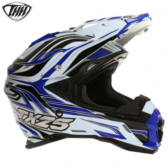 THH TX25 White Blue Helmet Off Road Helmets - SKU RLTHHTX25WHTBLUS
