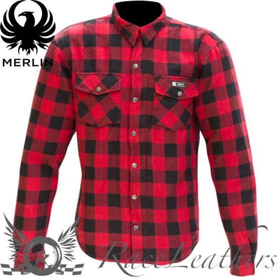 Merlin Axe Checkered Shirt Mens Motorcycle Jackets - SKU MCP004/RED/SML