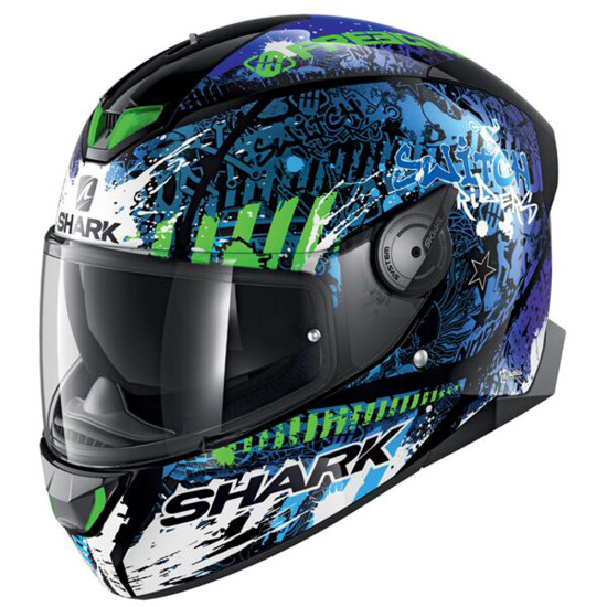Shark Skwal 2.2 Switch Rider Black Blue Green £233.99 Full Face Helmets - SKU 210/HE4952E/KBG1 from RaceLeathers Motorcycle Clothing