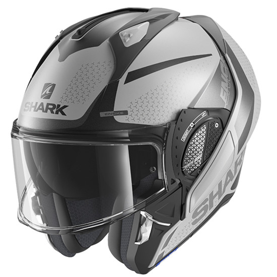 Shark Evo GT Encke Matt Silver Anthracite Motorcycle Helmet £408.49 Flip Front Motorcycle Helmets - SKU 235/HE8915E/SAK1 from RaceLeathers Motorcycle Clothing