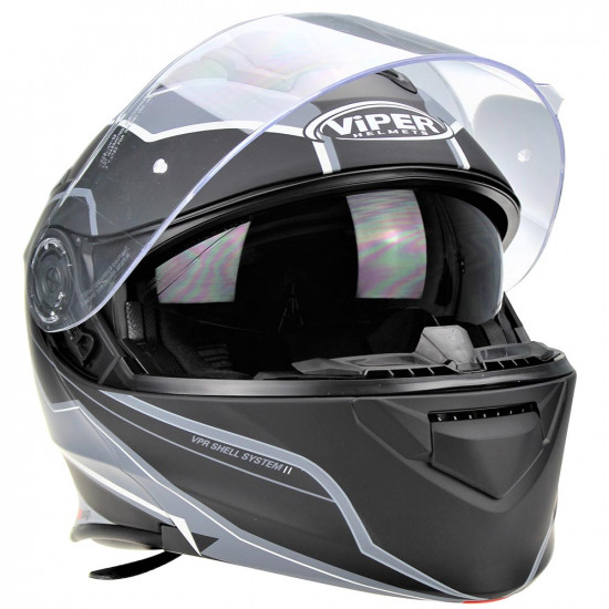 Viper RSV171 BL+ 3.0 Zone Matt Black Grey Flip Front Motorcycle Helmets - SKU A175ZoneMattBlackGreyXS