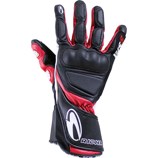 Richa WSS Leather Gloves Black Red Mens Motorcycle Gloves - SKU 081/WSS/RD/02