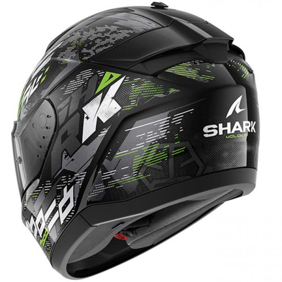 Shark Ridill 2 Molokai Black Silver Green Full Face Helmets - SKU 210/HE1109E/KSG1