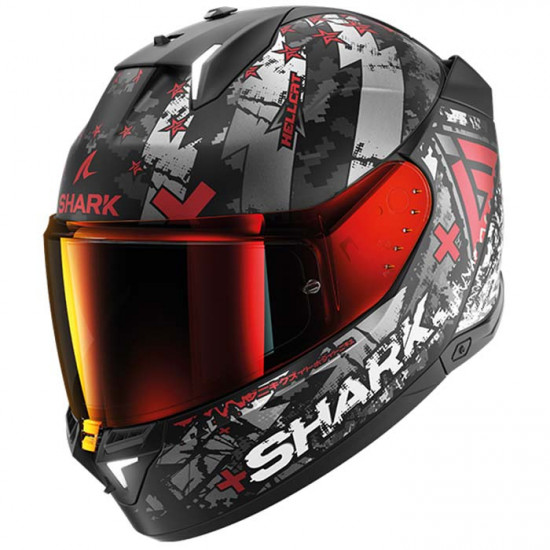 Shark Skwal I3 Hellcat Matt Black Red + Free Iridium Red Visor