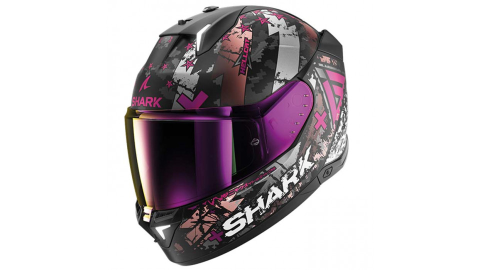Shark Skwal I3 Hellcat Matt Black Violet + Free Iridium Pink Visor