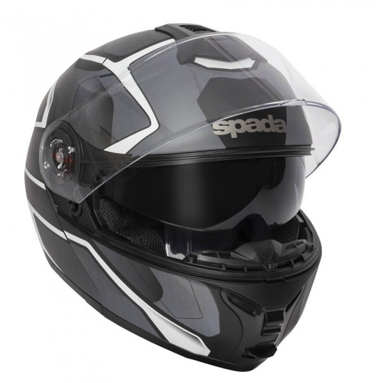SPADA ORION SLATE MATT BLK/WHITE/SIL HELMET Flip Front Motorcycle Helmets - SKU 0765177