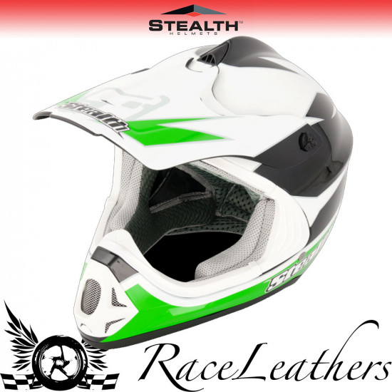 Stealth Helmet HD204 MX Stealth GP Replica Green Childrens Helmets - SKU STH133XXXS
