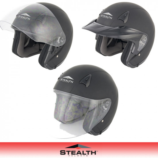 Stealth Helmet NT200 Open Face Matt Black Open Face Helmets - SKU STH003XS