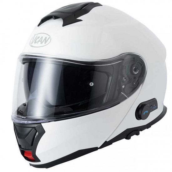 Vcan H272 Blinc Bluetooth Gloss White Flip Front Motorcycle Helmets - SKU RLMWHBL014