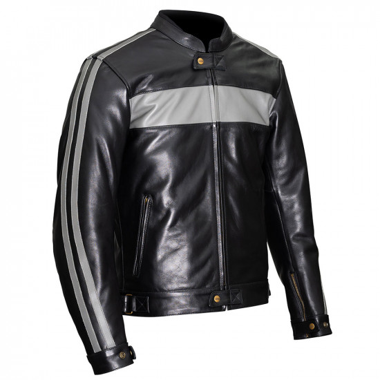 Weise Cabot Leather Jacket Black/Grey Mens Motorcycle Jackets - SKU WJCAB8340